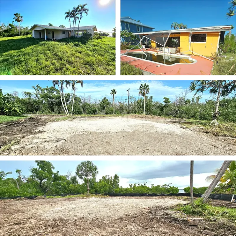 Before and after shots of the demolition of a small home in Southwest Florida.